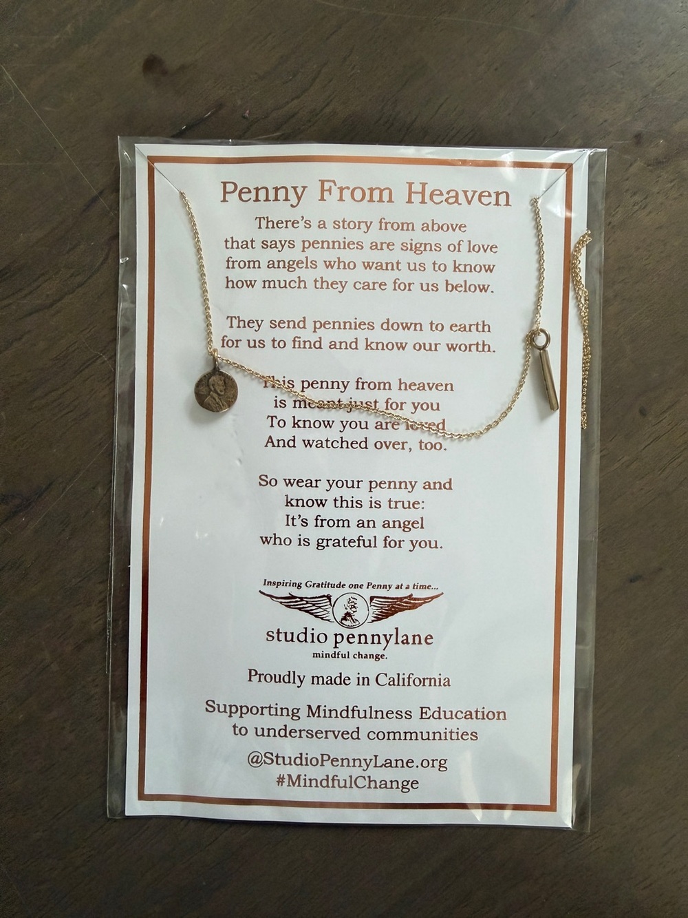 Studio Penny Lane Penny From Heaven Round Coin Pendant Necklace Gold Tone